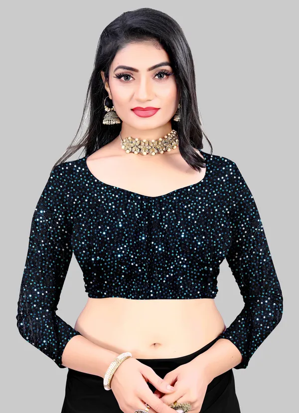 Dark_Blue_Lycra_Blend_Solid/Plain_Bollywood_Saree_For_Women
