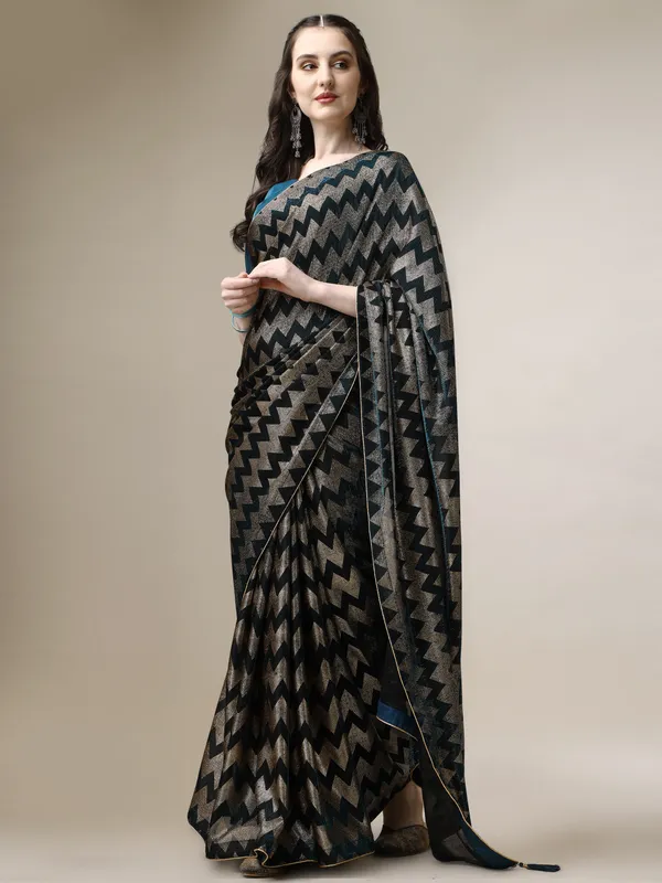 Blue_Lycra_Blend_Printed_Bollywood_Saree_For_Women