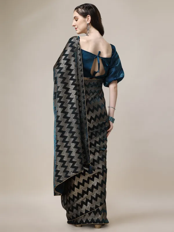 Blue_Lycra_Blend_Printed_Bollywood_Saree_For_Women