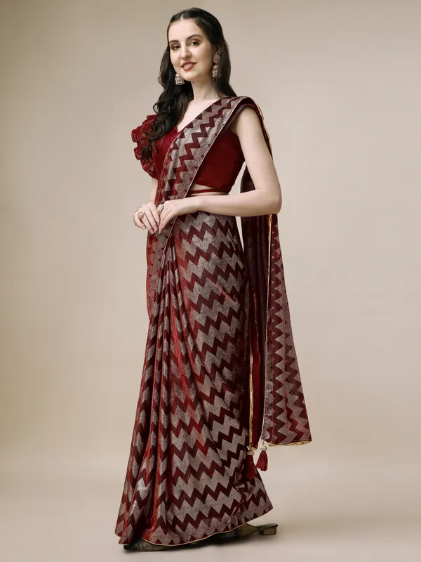 Red_Lycra_Blend_Printed_Bollywood_Saree_For_Women
