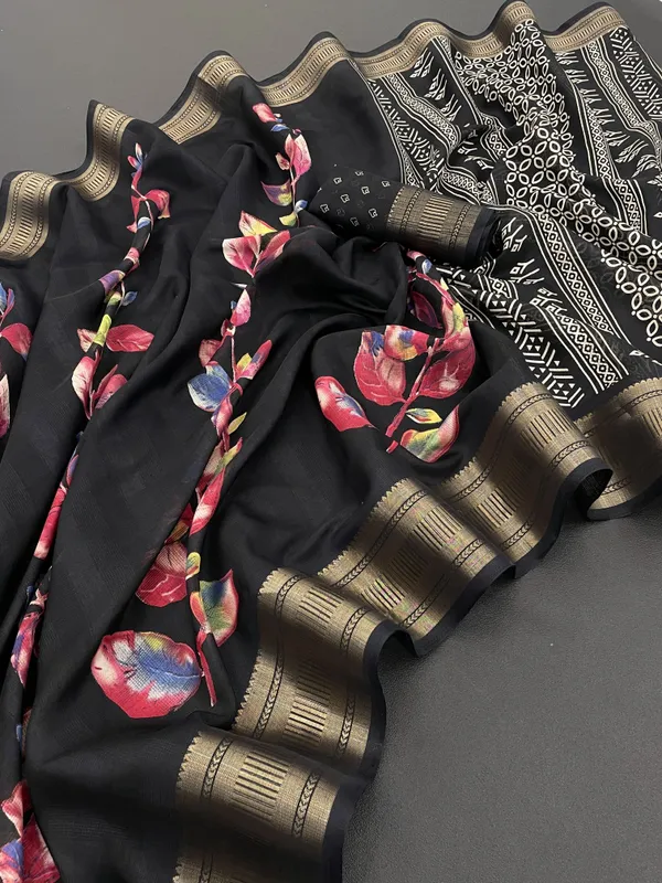 Black_Georgette_Woven_Banarasi_Saree_For_Women