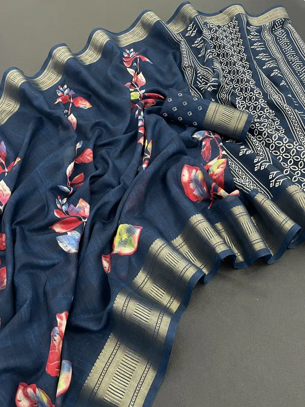 Dark_Blue_Georgette_Woven_Banarasi_Saree_For_Women