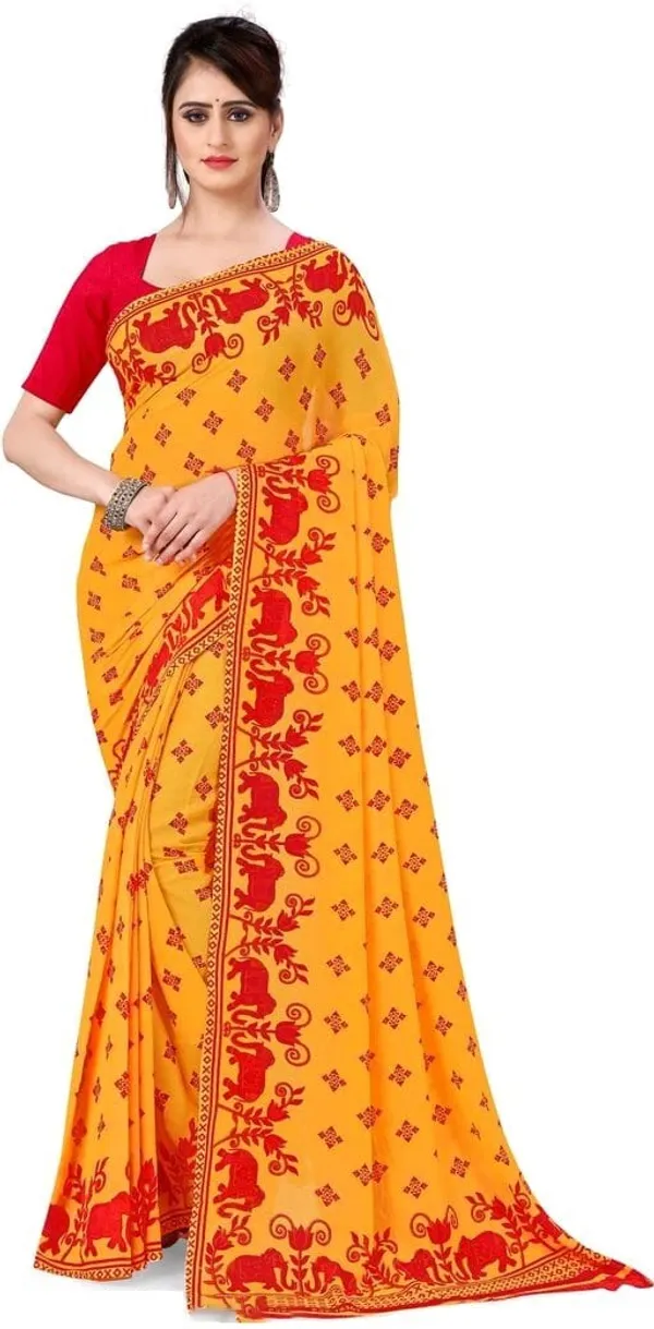 Red_Georgette_Printed_Daily_Wear_Saree_For_Women