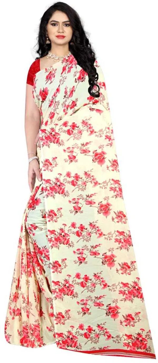 Red_Georgette_Printed_Daily_Wear_Saree_For_Women