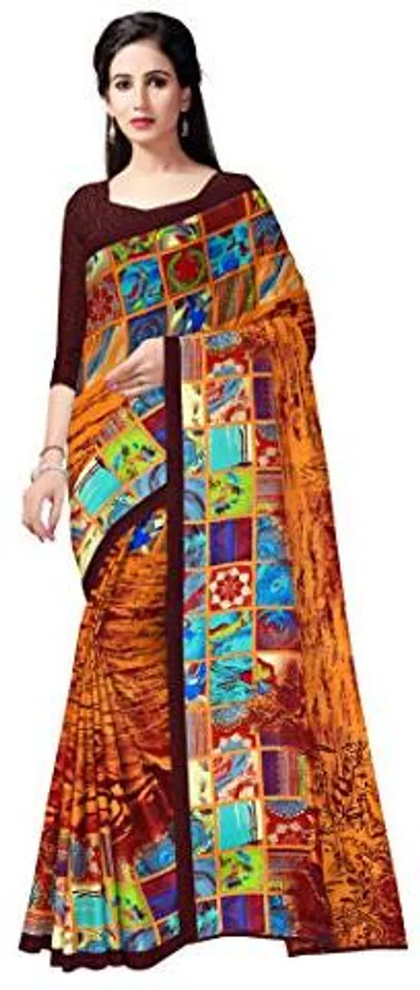 Orange_Georgette_Printed_Daily_Wear_Saree_For_Women