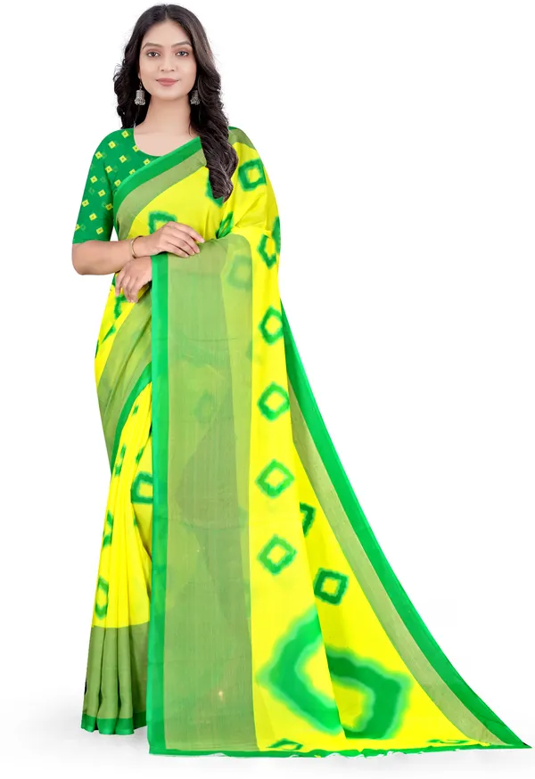 Green_Georgette_Printed_Daily_Wear_Saree_For_Women