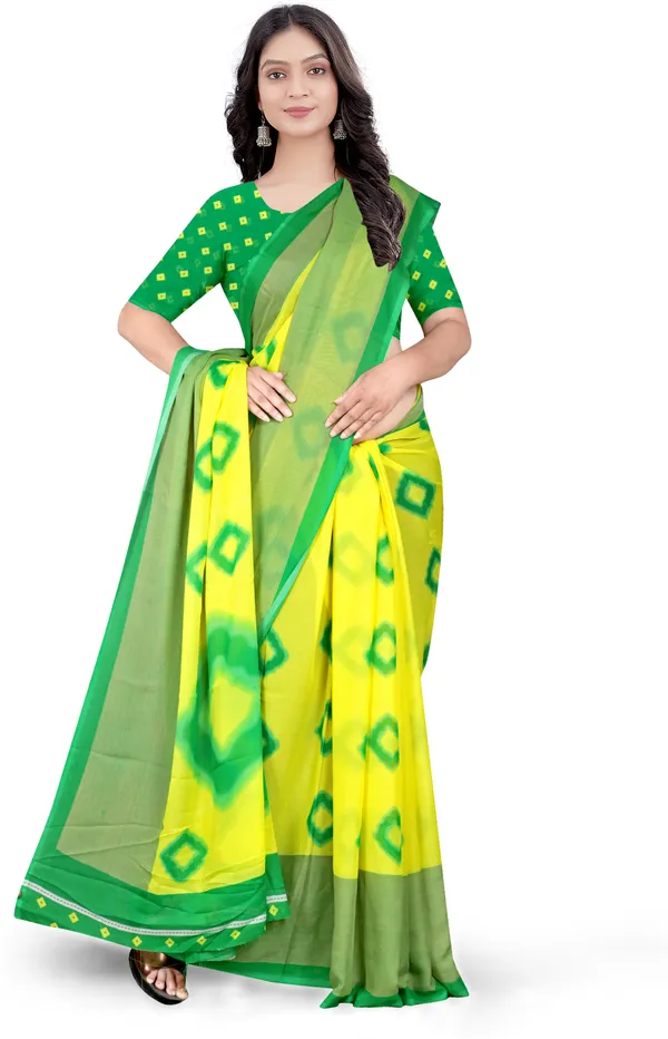 Green_Georgette_Printed_Daily_Wear_Saree_For_Women