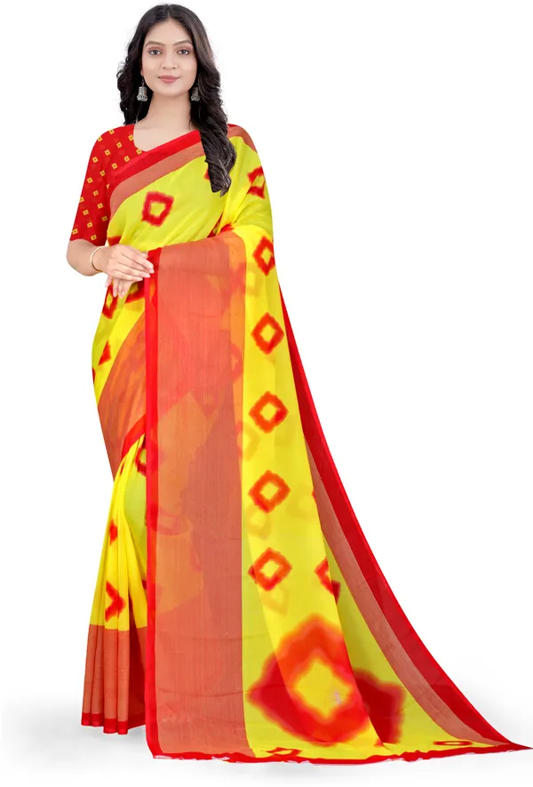 Red_Georgette_Printed_Daily_Wear_Saree_For_Women