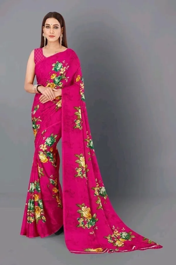 Pink_Georgette_Floral_Print_Daily_Wear_Saree_For_Women