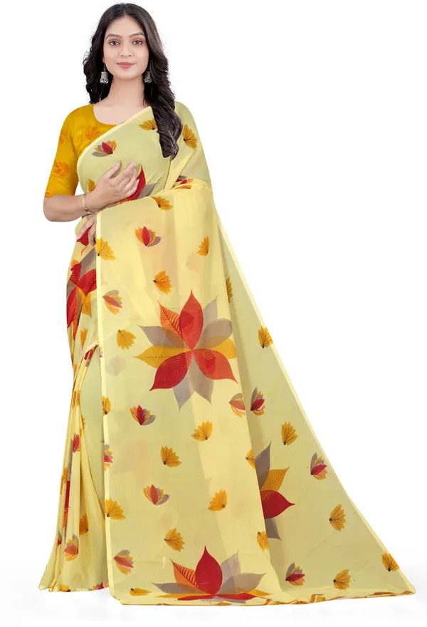 Beige_Georgette_Printed_Daily_Wear_Saree_For_Women