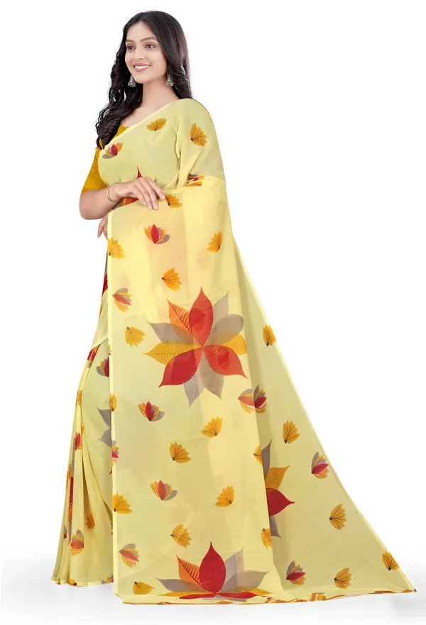 Beige_Georgette_Printed_Daily_Wear_Saree_For_Women