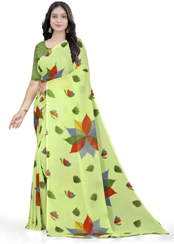 Light_Green_Georgette_Printed_Daily_Wear_Saree_For_Women