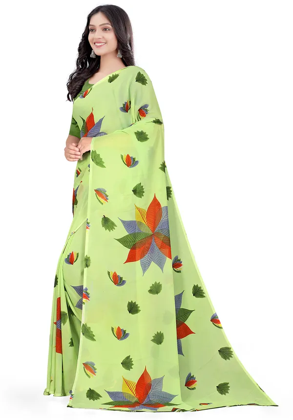 Light_Green_Georgette_Printed_Daily_Wear_Saree_For_Women