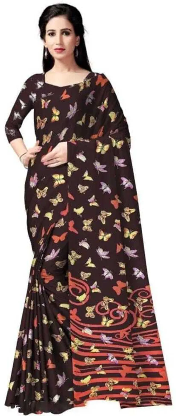 Brown_Georgette_Printed_Daily_Wear_Saree_For_Women