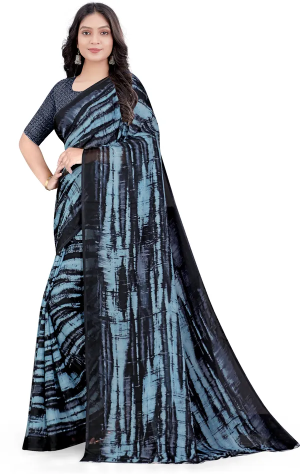Black_Georgette_Printed_Daily_Wear_Saree_For_Women