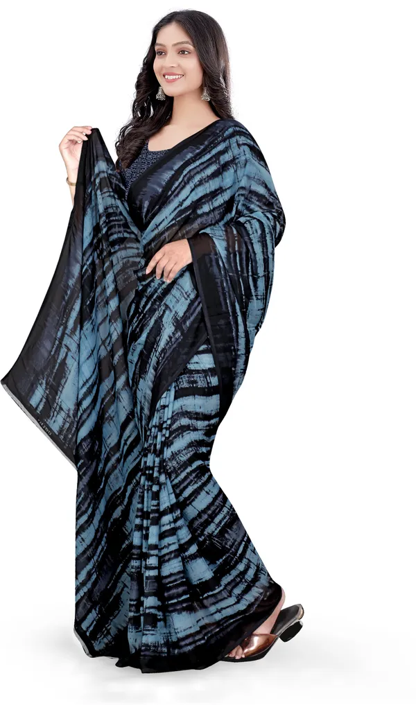 Black_Georgette_Printed_Daily_Wear_Saree_For_Women