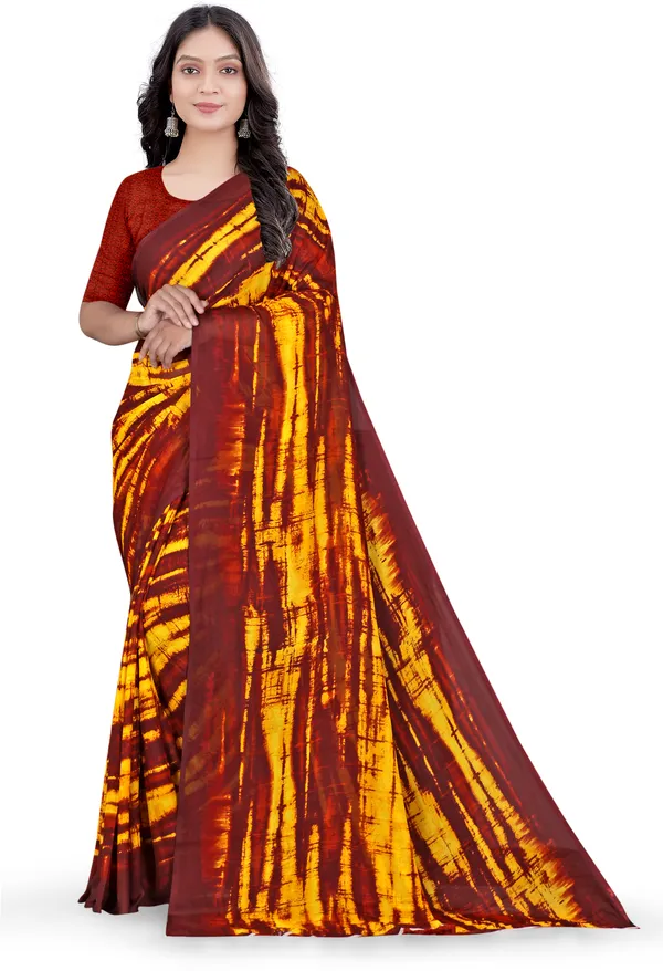 Maroon_Georgette_Printed_Daily_Wear_Saree_For_Women