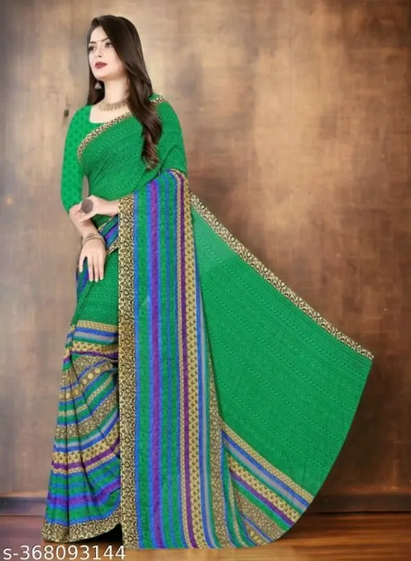 Green_Georgette_Printed_Daily_Wear_Saree_For_Women