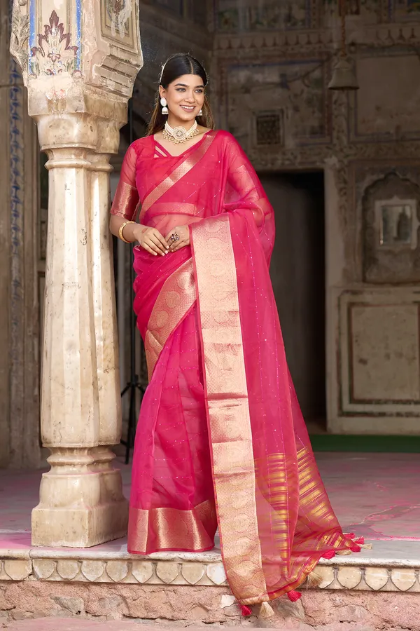 Red_Organza_Woven_Bollywood_Saree_For_Women