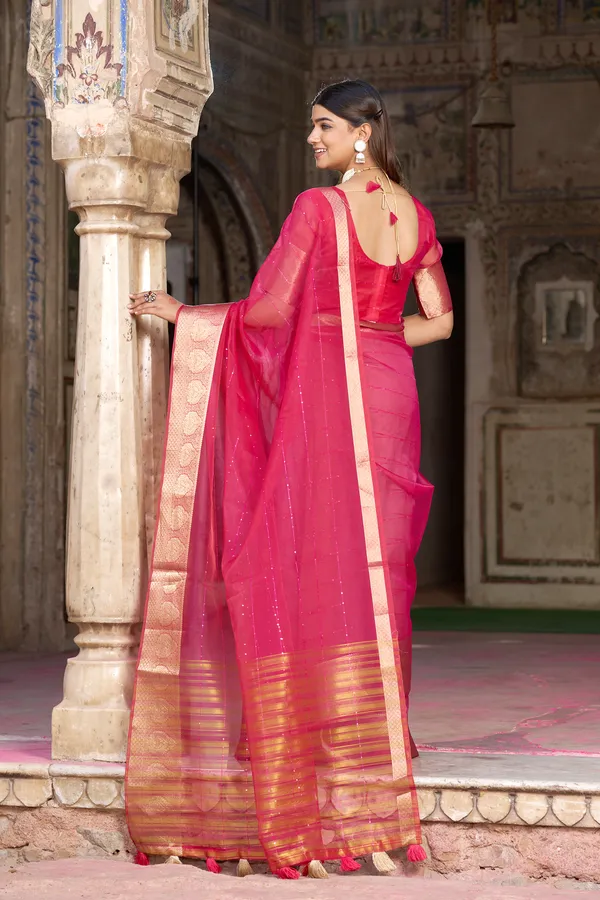 Red_Organza_Woven_Bollywood_Saree_For_Women
