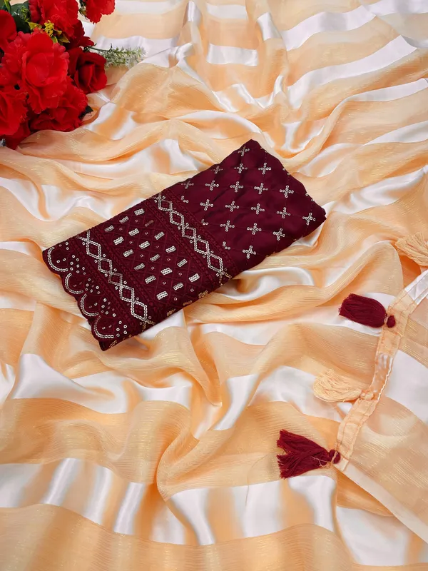 Cream_Georgette_Woven_Bollywood_Saree_For_Women