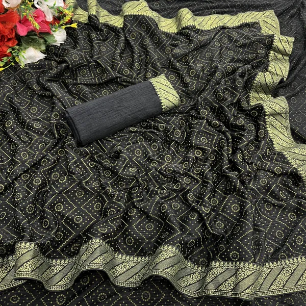 Black_Lycra_Blend_Printed_Banarasi_Saree_For_Women