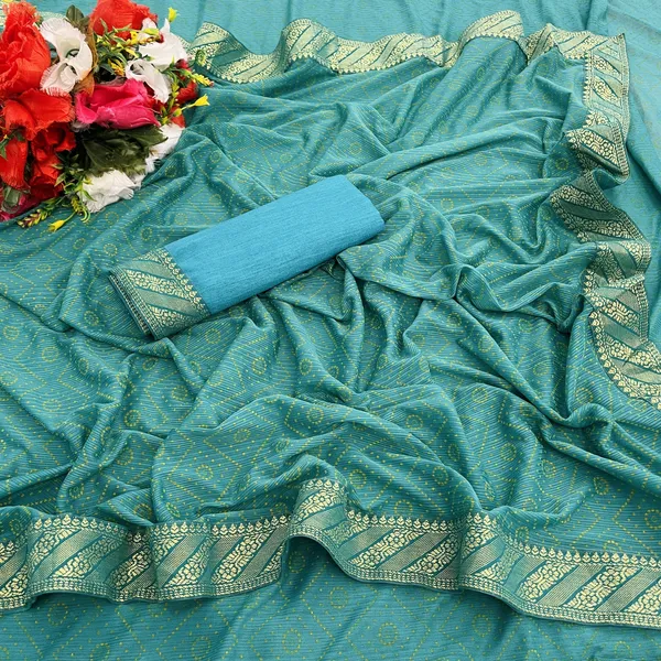 Blue_Lycra_Blend_Printed_Banarasi_Saree_For_Women