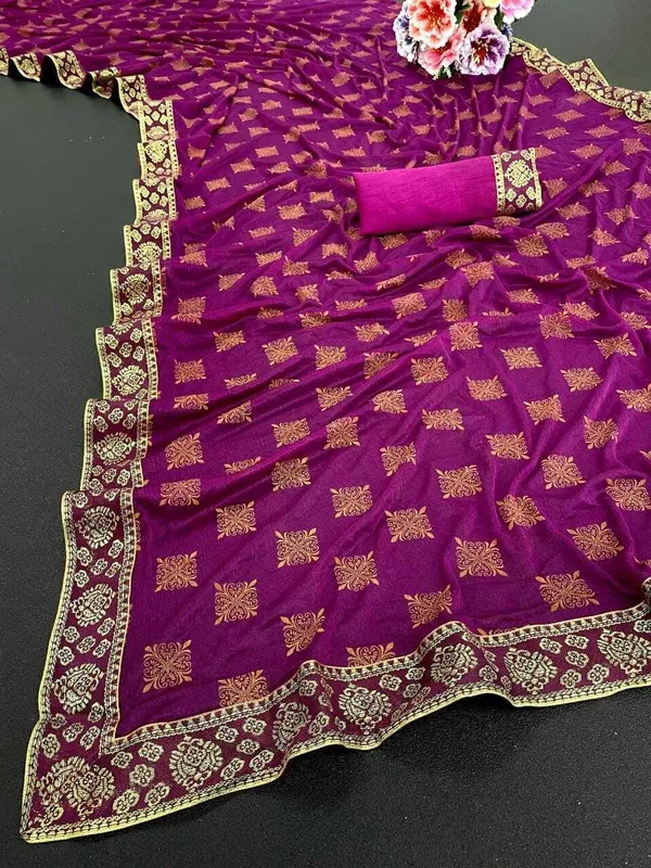 Red_Lycra_Blend_Printed_Banarasi_Saree_For_Women