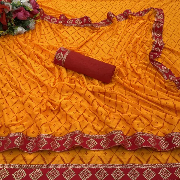 Gold_Lycra_Blend_Printed_Banarasi_Saree_For_Women