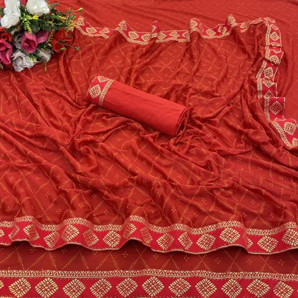 Red_Lycra_Blend_Printed_Banarasi_Saree_For_Women