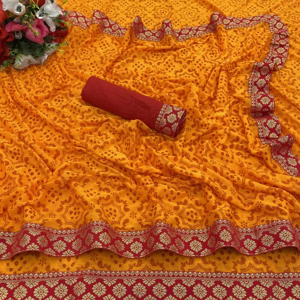 Yellow_Lycra_Blend_Printed_Banarasi_Saree_For_Women