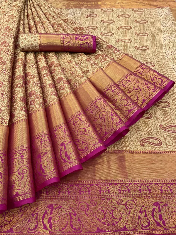 Pink_Silk_Blend_Floral_Print_Banarasi_Saree_For_Women