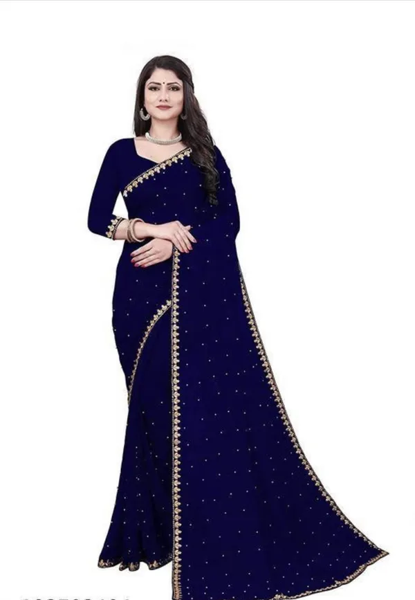 Dark_Blue_Lycra_Blend_Embroidered_Baluchari_Saree_For_Women