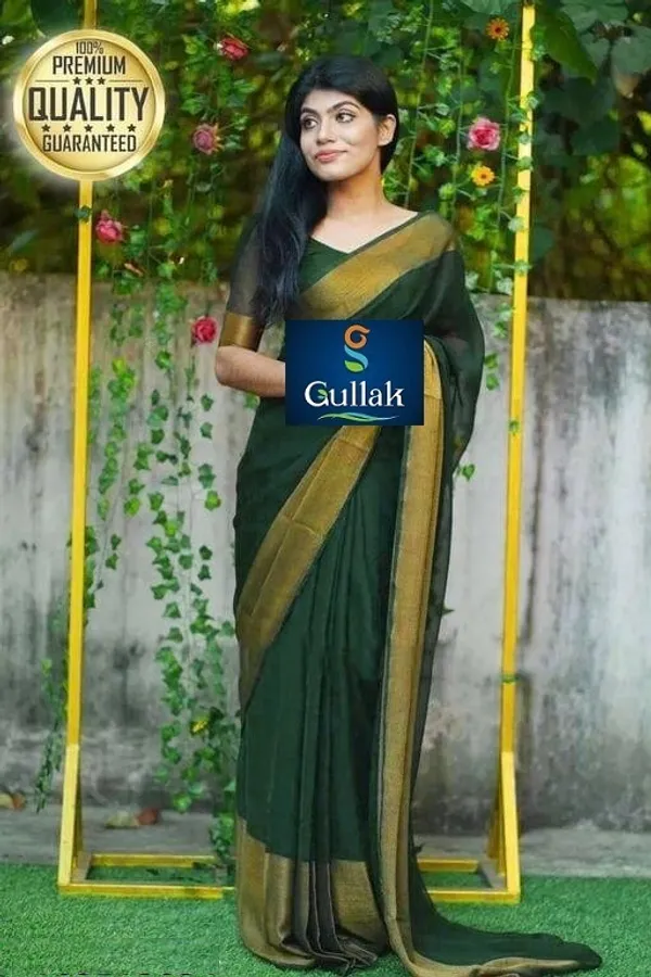 Dark_Green_Georgette_Woven_Bollywood_Saree_For_Women