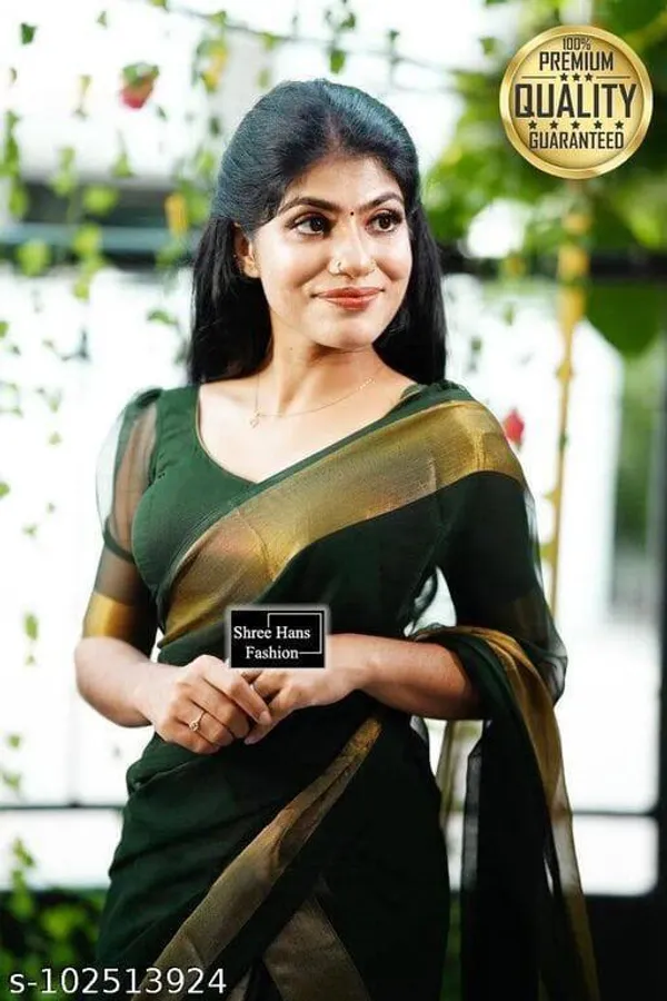 Dark_Green_Georgette_Woven_Bollywood_Saree_For_Women