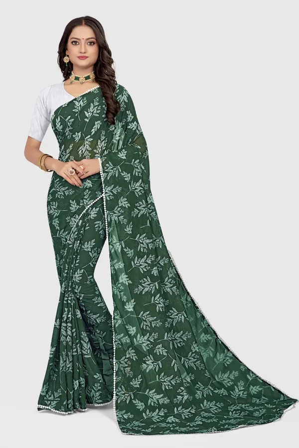Green_Georgette_Printed_Banarasi_Saree_For_Women