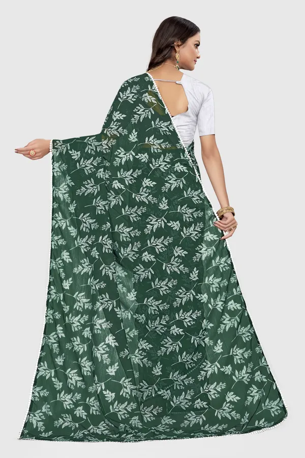 Green_Georgette_Printed_Banarasi_Saree_For_Women