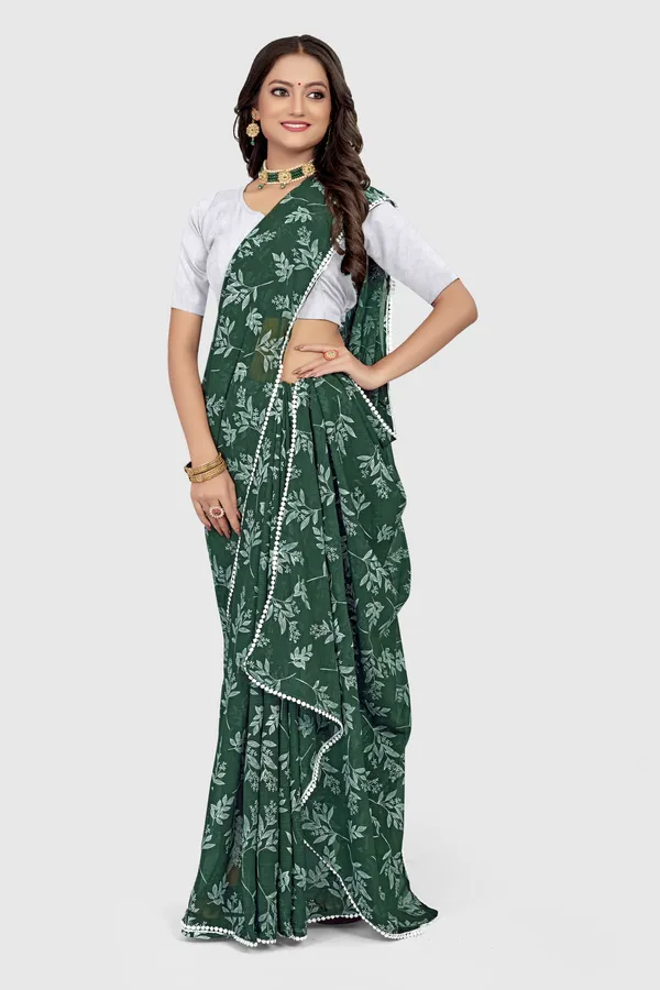 Green_Georgette_Printed_Banarasi_Saree_For_Women