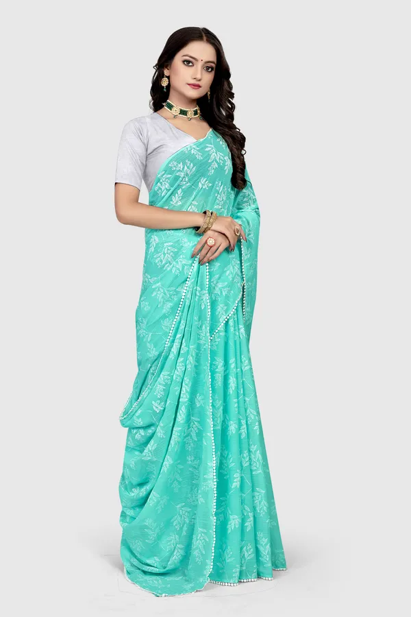 Green_Georgette_Printed_Banarasi_Saree_For_Women
