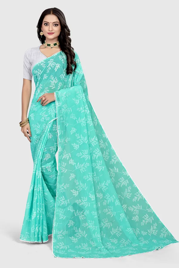 Green_Georgette_Printed_Banarasi_Saree_For_Women