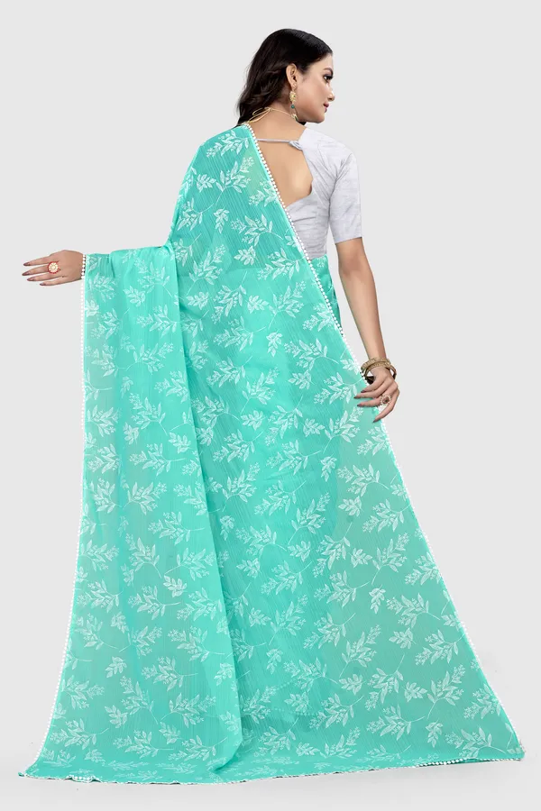 Green_Georgette_Printed_Banarasi_Saree_For_Women