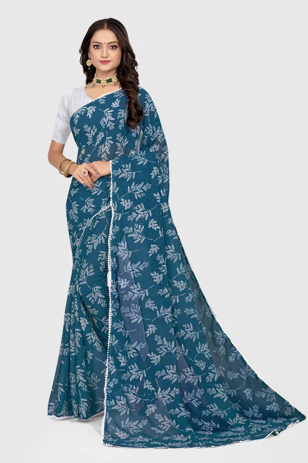 Green_Georgette_Printed_Banarasi_Saree_For_Women