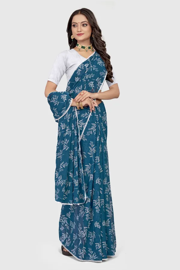Green_Georgette_Printed_Banarasi_Saree_For_Women