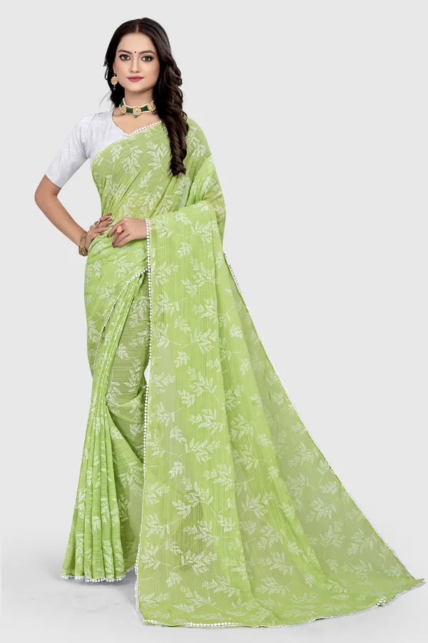 Green_Georgette_Printed_Banarasi_Saree_For_Women