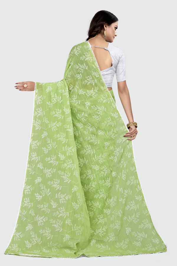 Green_Georgette_Printed_Banarasi_Saree_For_Women