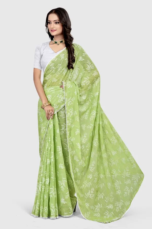 Green_Georgette_Printed_Banarasi_Saree_For_Women