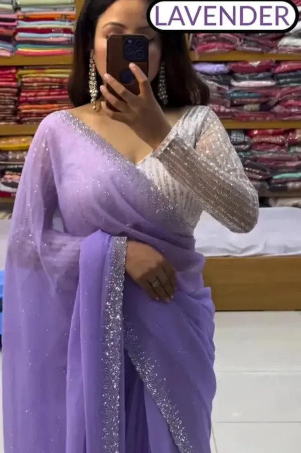 Lavender_Premium_Georgette_Saree_For_Women