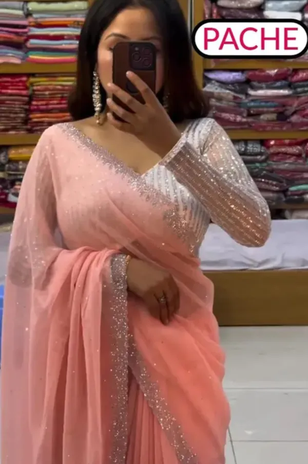 Peach_Premium_Georgette_Saree_For_Women
