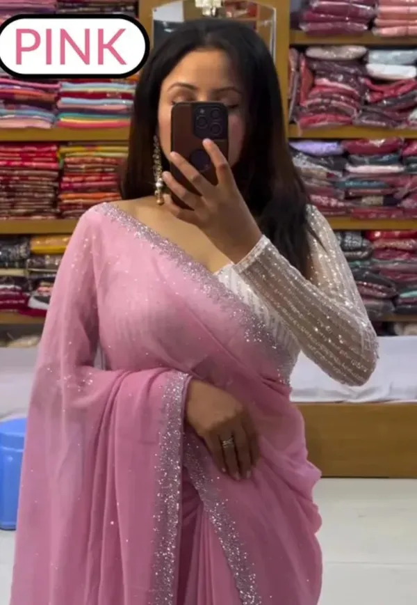 Pink_Premium_Georgette_Saree_For_Women