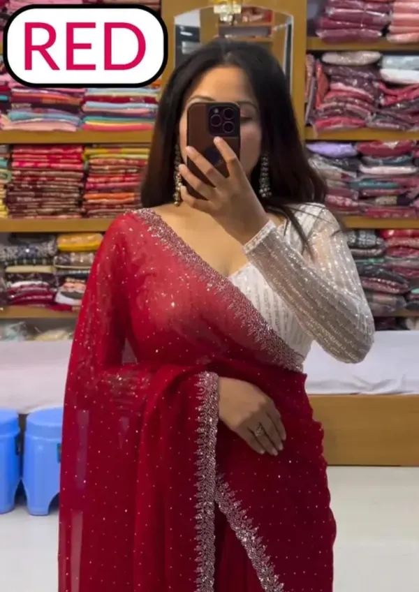 Red_Premium_Georgette_Saree_For_Women